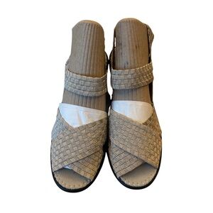 Bernie Mev Bernic Metallic Woven Wedge Sandals EU 37 NWOB MSRP $105